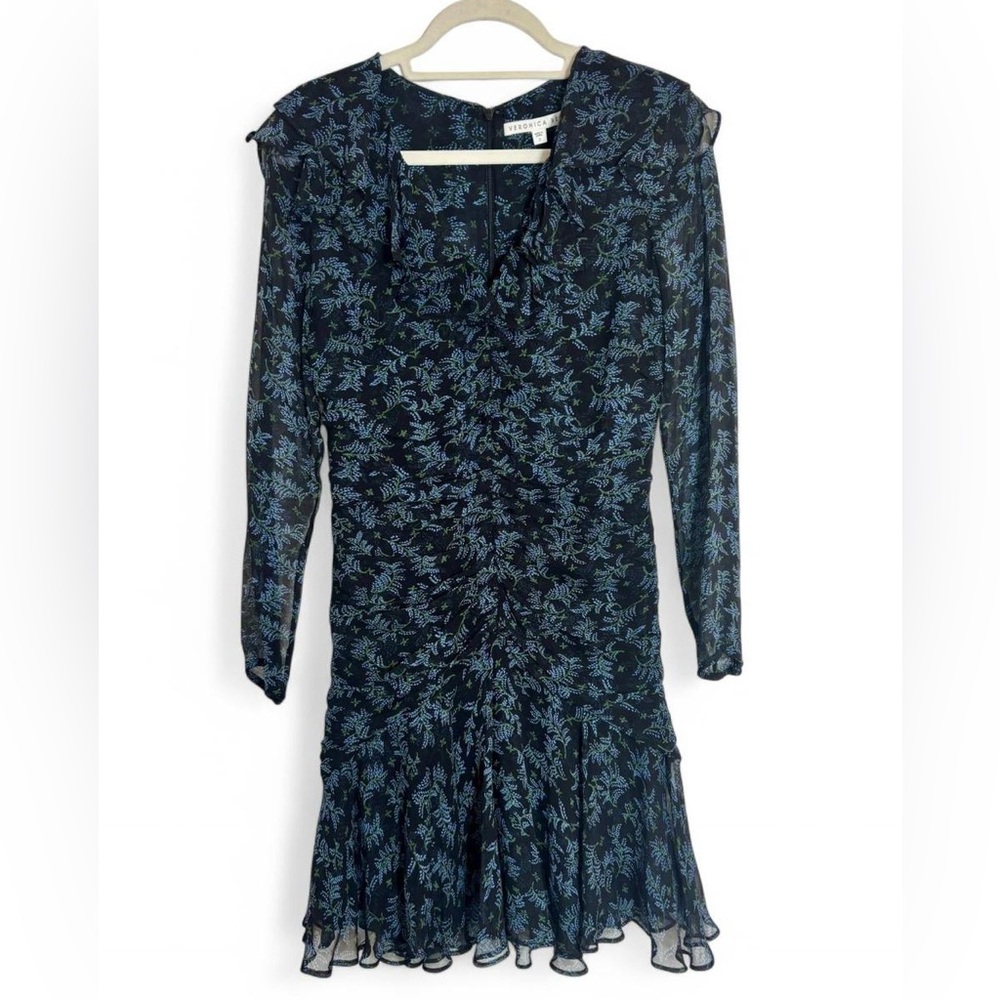 Veronica Beard Silk Long Sleeve Floral Print Mini Dress